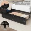 imageVINGLI Queen Bed Frame with 4 Storage Drawers and Headboard Metal Platform Bed with Charging Station and RGB LED Lights No Box Spring Needed Noise Free Easy Assembly Vintage BrownBlack