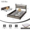imageVINGLI Queen Bed Frame with 4 Storage Drawers and Headboard Metal Platform Bed with Charging Station and RGB LED Lights No Box Spring Needed Noise Free Easy Assembly Vintage BrownWash Grey