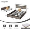 imageVINGLI Queen Bed Frame with 4 Storage Drawers and Headboard Metal Platform Bed with Charging Station and RGB LED Lights No Box Spring Needed Noise Free Easy Assembly Vintage BrownWash Grey