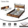 imageVINGLI Queen Bed Frame with 4 Storage Drawers and Headboard Metal Platform Bed with Charging Station and RGB LED Lights No Box Spring Needed Noise Free Easy Assembly Vintage BrownVintage Brown