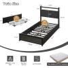 imageVINGLI Queen Bed Frame with 4 Storage Drawers and Headboard Metal Platform Bed with Charging Station and RGB LED Lights No Box Spring Needed Noise Free Easy Assembly Vintage BrownBlack