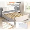 imageVINGLI Solid Wood Queen Size Bed Frame with 4 Storage Drawers for Modern Decor Platform Bed with Headboard SpaveSaving Queen Panel Bed for Kids Teens Adults White