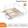 imageVINGLI Solid Wood Queen Size Bed Frame with 4 Storage Drawers for Modern Decor Platform Bed with Headboard SpaveSaving Queen Panel Bed for Kids Teens Adults White