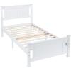 imageVINGLI Twin Bed Frame Set of 2 Solid Wood Platform Bed Frame Single Bed with Headboard No Box Spring Needed Panel Bed Wood Slat Support Mattress Foundation White