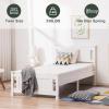 imageVINGLI Twin Bed Frame Solid Wood Platform Bed Frame Single Bed with Headboard No Box Spring Needed Panel Bed Wood Slat Support Mattress Foundation White