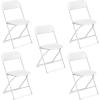 imageVINGLI 5 Pack White Plastic Folding Chair Indoor Outdoor Portable Stackable Commercial Seat with Steel Frame 350lb Capacity for Events Office Wedding Party Picnic Kitchen DiningWhite