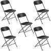 imageVINGLI 5 Pack White Plastic Folding Chair Indoor Outdoor Portable Stackable Commercial Seat with Steel Frame 350lb Capacity for Events Office Wedding Party Picnic Kitchen DiningBlack