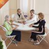 imageVINGLI 5 Pack White Plastic Folding Chair Indoor Outdoor Portable Stackable Commercial Seat with Steel Frame 350lb Capacity for Events Office Wedding Party Picnic Kitchen DiningWhite