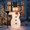 imageVINGLI 5ft Lighted Christmas Snowman Outdoor Decorations with Mesh Cloth and Broom Prelit 200 LED Lights Snowman Christmas Ornament Indoor Home Yard Decor