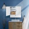 imageVINGLI Bathroom Medicine Cabinet 2 Door Wall Mounted Storage Cabinet Over Toilet Cabinet Bathroom Kitchen Office Floating Storage Collection Orgaznier White
