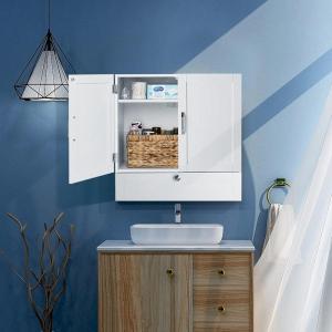 imageVINGLI Bathroom Medicine Cabinet 2 Door Wall Mounted Storage Cabinet Over Toilet Cabinet Bathroom Kitchen Office Floating Storage Collection Orgaznier White