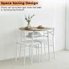 imageVINGLI 3 Piece Round Dining Set295quot Small Dining Table Set for 2Round Kitchen Table with 2 Chairs Set for Small SpaceDining RoomApartmentUpholstered ChairsMetal FrameStorage Shelf White