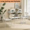 imageVINGLI 3 Piece Round Dining Set295quot Small Dining Table Set for 2Round Kitchen Table with 2 Chairs Set for Small SpaceDining RoomApartmentUpholstered ChairsMetal FrameStorage Shelf White