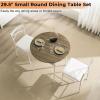imageVINGLI 3 Piece Round Dining Set295quot Small Dining Table Set for 2Round Kitchen Table with 2 Chairs Set for Small SpaceDining RoomApartmentUpholstered ChairsMetal FrameStorage Shelf White