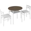 imageVINGLI 3 Piece Round Dining Set295quot Small Dining Table Set for 2Round Kitchen Table with 2 Chairs Set for Small SpaceDining RoomApartmentUpholstered ChairsMetal FrameStorage Shelf White