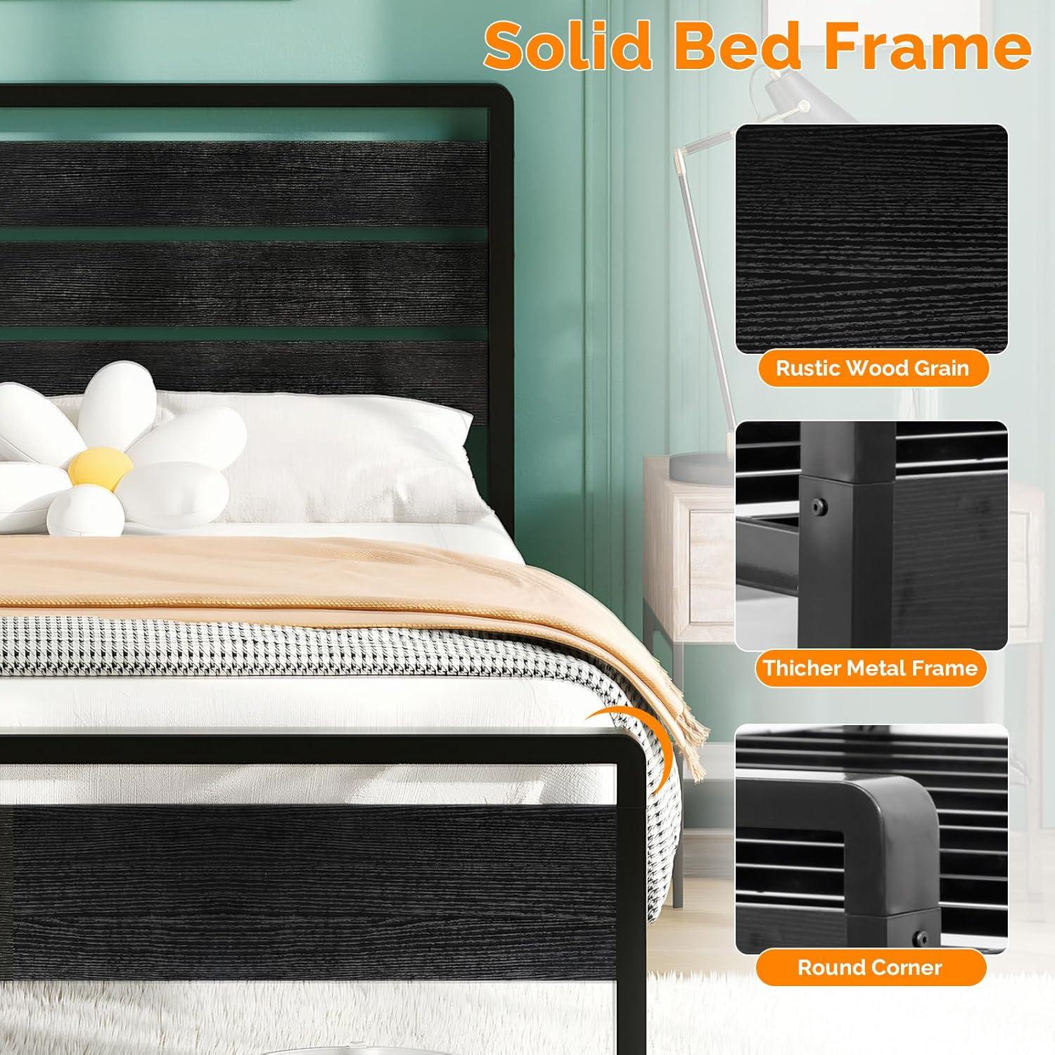 imageVINGLI Queen Platform Bed Frame with 12Inch UnderBed Storage Space RGB LED Headboard ampamp Footboard 2 AC 2 USB 1 TypeC Charging Ports Sturdy Metal NoiseFree Design Modern Apartment BedroomBlackBlack