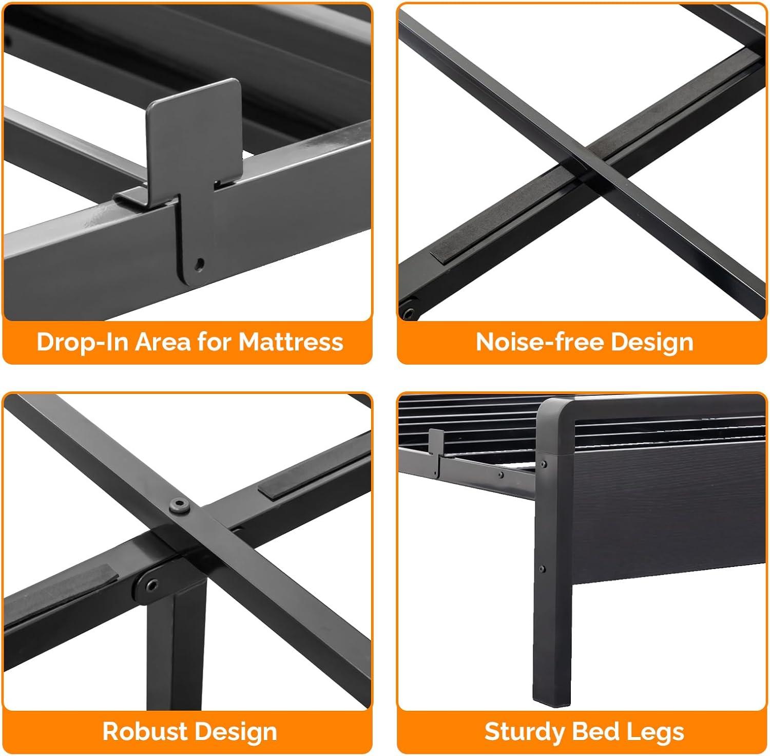 imageVINGLI Queen Platform Bed Frame with 12Inch UnderBed Storage Space RGB LED Headboard ampamp Footboard 2 AC 2 USB 1 TypeC Charging Ports Sturdy Metal NoiseFree Design Modern Apartment BedroomBlackBlack