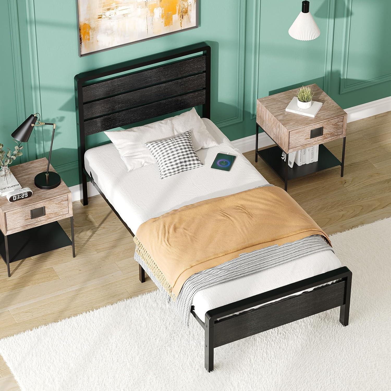 imageVINGLI Queen Platform Bed Frame with 12Inch UnderBed Storage Space RGB LED Headboard ampamp Footboard 2 AC 2 USB 1 TypeC Charging Ports Sturdy Metal NoiseFree Design Modern Apartment BedroomBlackBlack