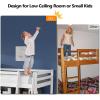 imageVINGLI Full Loft Bed with USB Charging StationLED Solid Wood Double Loft Bunk Bed with Flat Rungs for KidsTeensAdults 15 inches High GuardrailWood Slat Support No Box Spring Needed WhiteWhite