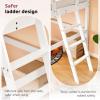 imageVINGLI Full Loft Bed with USB Charging StationLED Solid Wood Double Loft Bunk Bed with Flat Rungs for KidsTeensAdults 15 inches High GuardrailWood Slat Support No Box Spring Needed WhiteWhite