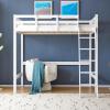 imageVINGLI Full Loft Bed with USB Charging StationLED Solid Wood Double Loft Bunk Bed with Flat Rungs for KidsTeensAdults 15 inches High GuardrailWood Slat Support No Box Spring Needed WhiteLed White