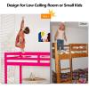imageVINGLI Full Loft Bed with USB Charging StationLED Solid Wood Double Loft Bunk Bed with Flat Rungs for KidsTeensAdults 15 inches High GuardrailWood Slat Support No Box Spring Needed WhitePink
