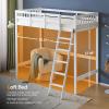 imageVINGLI Full Loft Bed with USB Charging StationLED Solid Wood Double Loft Bunk Bed with Flat Rungs for KidsTeensAdults 15 inches High GuardrailWood Slat Support No Box Spring Needed WhiteLed White