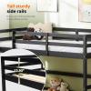 imageVINGLI Full Loft Bed with USB Charging StationLED Solid Wood Double Loft Bunk Bed with Flat Rungs for KidsTeensAdults 15 inches High GuardrailWood Slat Support No Box Spring Needed WhiteBlack