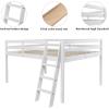 imageVINGLI Full Loft Bed with USB Charging StationLED Solid Wood Double Loft Bunk Bed with Flat Rungs for KidsTeensAdults 15 inches High GuardrailWood Slat Support No Box Spring Needed WhiteWhite