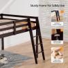 imageVINGLI Full Loft Bed with USB Charging StationLED Solid Wood Double Loft Bunk Bed with Flat Rungs for KidsTeensAdults 15 inches High GuardrailWood Slat Support No Box Spring Needed WhiteEspresso