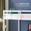 imageVINGLI Full Loft Bed with USB Charging StationLED Solid Wood Double Loft Bunk Bed with Flat Rungs for KidsTeensAdults 15 inches High GuardrailWood Slat Support No Box Spring Needed WhiteLed White