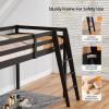 imageVINGLI Full Loft Bed with USB Charging StationLED Solid Wood Double Loft Bunk Bed with Flat Rungs for KidsTeensAdults 15 inches High GuardrailWood Slat Support No Box Spring Needed WhiteBlack