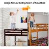 imageVINGLI Full Loft Bed with USB Charging StationLED Solid Wood Double Loft Bunk Bed with Flat Rungs for KidsTeensAdults 15 inches High GuardrailWood Slat Support No Box Spring Needed WhiteEspresso
