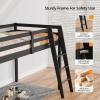 imageVINGLI Full Loft Bed with USB Charging StationLED Solid Wood Double Loft Bunk Bed with Flat Rungs for KidsTeensAdults 15 inches High GuardrailWood Slat Support No Box Spring Needed WhiteBlack