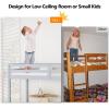 imageVINGLI Full Loft Bed with USB Charging StationLED Solid Wood Double Loft Bunk Bed with Flat Rungs for KidsTeensAdults 15 inches High GuardrailWood Slat Support No Box Spring Needed WhiteGrey