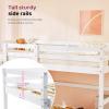 imageVINGLI Full Loft Bed with USB Charging StationLED Solid Wood Double Loft Bunk Bed with Flat Rungs for KidsTeensAdults 15 inches High GuardrailWood Slat Support No Box Spring Needed WhiteWhite