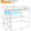 imageVINGLI Full Loft Bed with USB Charging StationLED Solid Wood Double Loft Bunk Bed with Flat Rungs for KidsTeensAdults 15 inches High GuardrailWood Slat Support No Box Spring Needed WhiteLed White