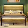 imageVINGLI Queen Platform Bed Frame with 12Inch UnderBed Storage Space RGB LED Headboard ampamp Footboard 2 AC 2 USB 1 TypeC Charging Ports Sturdy Metal NoiseFree Design Modern Apartment BedroomBlackWash Gray