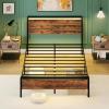 imageVINGLI Queen Platform Bed Frame with 12Inch UnderBed Storage Space RGB LED Headboard ampamp Footboard 2 AC 2 USB 1 TypeC Charging Ports Sturdy Metal NoiseFree Design Modern Apartment BedroomBlackIndustrial Brown