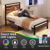 imageVINGLI Queen Platform Bed Frame with 12Inch UnderBed Storage Space RGB LED Headboard ampamp Footboard 2 AC 2 USB 1 TypeC Charging Ports Sturdy Metal NoiseFree Design Modern Apartment BedroomBlackMahogany Brown