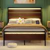 imageVINGLI Queen Platform Bed Frame with 12Inch UnderBed Storage Space RGB LED Headboard ampamp Footboard 2 AC 2 USB 1 TypeC Charging Ports Sturdy Metal NoiseFree Design Modern Apartment BedroomBlackMahogany Brown