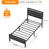 imageVINGLI Set of 2 Twin Bed Frames for KidsBoucle Upholstered Platform Bed with Adjustable HeadboardSturdy Wood Slats SupportCloud Single Bed with Cream DesignNoise Free Easy Assembly BeigeLed Metal Black