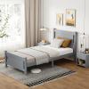imageVINGLI Set of 2 Twin Bed Frames for KidsBoucle Upholstered Platform Bed with Adjustable HeadboardSturdy Wood Slats SupportCloud Single Bed with Cream DesignNoise Free Easy Assembly BeigeWood Gray