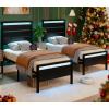 imageVINGLI Set of 2 Twin Bed Frames for KidsBoucle Upholstered Platform Bed with Adjustable HeadboardSturdy Wood Slats SupportCloud Single Bed with Cream DesignNoise Free Easy Assembly BeigeLed Metal Black