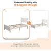 imageVINGLI Set of 2 Twin Bed Frames for KidsBoucle Upholstered Platform Bed with Adjustable HeadboardSturdy Wood Slats SupportCloud Single Bed with Cream DesignNoise Free Easy Assembly BeigeWood White