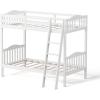imageVINGLI Solid Wood Bunk Bed Twin Over Twin with LED LightsUSB Port Charge StationScoring Rungs Convertible Bunk Beds with Extra 15 inches Tall Guardrial and Ladder for Kids BlackWhite