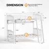 imageVINGLI Solid Wood Bunk Bed Twin Over Twin with LED LightsUSB Port Charge StationScoring Rungs Convertible Bunk Beds with Extra 15 inches Tall Guardrial and Ladder for Kids BlackWhite