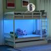imageVINGLI Solid Wood Bunk Bed Twin Over Twin with LED LightsUSB Port Charge StationScoring Rungs Convertible Bunk Beds with Extra 15 inches Tall Guardrial and Ladder for Kids BlackWhite