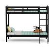 imageVINGLI Solid Wood Bunk Bed Twin Over Twin with LED LightsUSB Port Charge StationScoring Rungs Convertible Bunk Beds with Extra 15 inches Tall Guardrial and Ladder for Kids BlackBlack