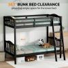 imageVINGLI Solid Wood Bunk Bed Twin Over Twin with LED LightsUSB Port Charge StationScoring Rungs Convertible Bunk Beds with Extra 15 inches Tall Guardrial and Ladder for Kids BlackBlack